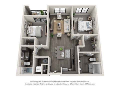2 bed 2 bath floor plan F at 5300 Centre, St. Peters, Missouri